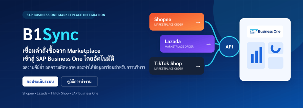 B1Sync เชื่อม Shopee Lazada TikTok Shop กับ SAP Business One